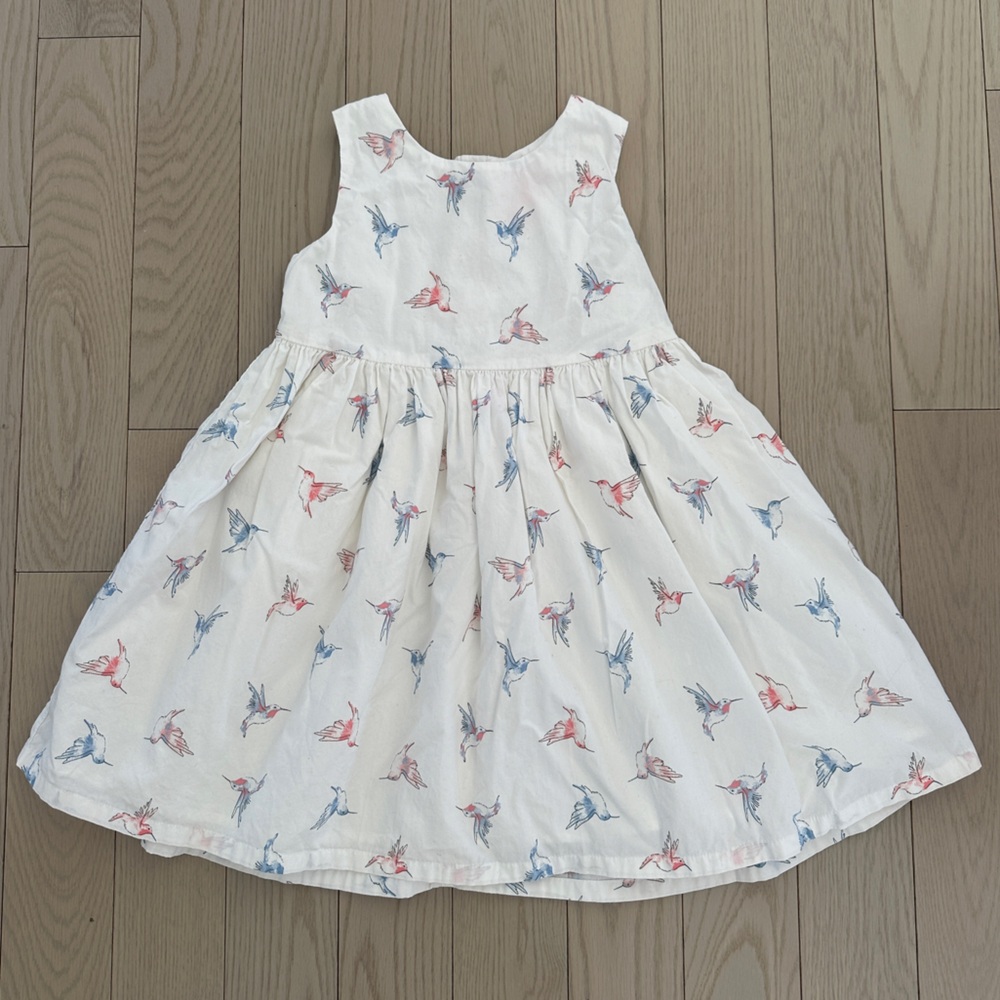 🌸Joe Fresh Girls Charming White Kids Dress with Bird Print